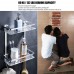 2 Tier Bathroom Shelf Wall Mounted No Drilling Shower Storage Basket Heavy Duty Aluminum Shower Organizer