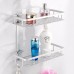 2 Tier Bathroom Shelf Wall Mounted No Drilling Shower Storage Basket Heavy Duty Aluminum Shower Organizer