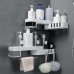 Bathroom Corner Shelf No Drilling Wall-mounted Storage Rack Holder Cabinets with Hooks 2 Tier Bathtub Bath Shower Caddy Basket Organizer Adhesive Kitchen Sink Storage Shelf