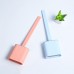 Wall Mount Flat Toilet Brush with Holder Silicone Toilet Bowl Cleaner Brush with Caddy Flexible Non-scratch TPR Bristles for Bathroom Easy Under Rim Cleaning