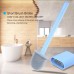 Wall Mount Flat Toilet Brush with Holder Silicone Toilet Bowl Cleaner Brush with Caddy Flexible Non-scratch TPR Bristles for Bathroom Easy Under Rim Cleaning