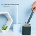 Wall Mount Flat Toilet Brush with Holder Silicone Toilet Bowl Cleaner Brush with Caddy Flexible Non-scratch TPR Bristles for Bathroom Easy Under Rim Cleaning