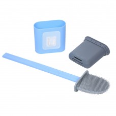 Wall Mount Flat Toilet Brush with Holder Silicone Toilet Bowl Cleaner Brush with Caddy Flexible Non-scratch TPR Bristles for Bathroom Easy Under Rim Cleaning