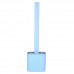 Wall Mount Flat Toilet Brush with Holder Silicone Toilet Bowl Cleaner Brush with Caddy Flexible Non-scratch TPR Bristles for Bathroom Easy Under Rim Cleaning