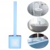 Wall Mount Flat Toilet Brush with Holder Silicone Toilet Bowl Cleaner Brush with Caddy Flexible Non-scratch TPR Bristles for Bathroom Easy Under Rim Cleaning