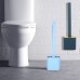 Wall Mount Flat Toilet Brush with Holder Silicone Toilet Bowl Cleaner Brush with Caddy Flexible Non-scratch TPR Bristles for Bathroom Easy Under Rim Cleaning