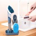 Soap Dispensing Brush Kitchen Brush with Stand 3 Brush Dish Brush with Soap Dispenser for Pot Pan Dishes Sink Bathroom Cleaning