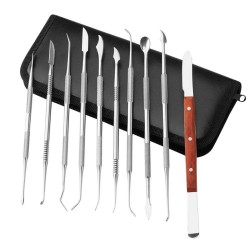 Stainless Steel Wax Carvers Set Double Ended Wax Carver with Storage Case 10pcs Dental Waxing Tool Kit