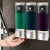 CHUANGDIAN Manual Soap Dispensers with Double Sided Foam Tape Wall-mounted Three Chamber Shampoo Box Shampoo Shower Gel Liquid Soap Dispensers Rest Room Washroom Toilet Soap Dispenser & Holder 200ml*3